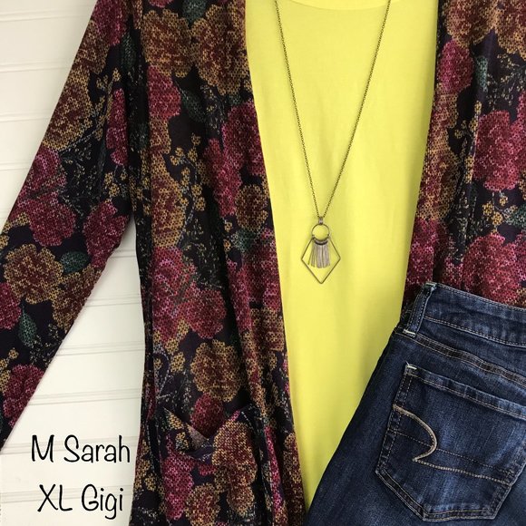 LuLaRoe Medium Floral Sarah XL Yellow GiGi set outfit BRAND NEW NWT fall coverup - Picture 1 of 5